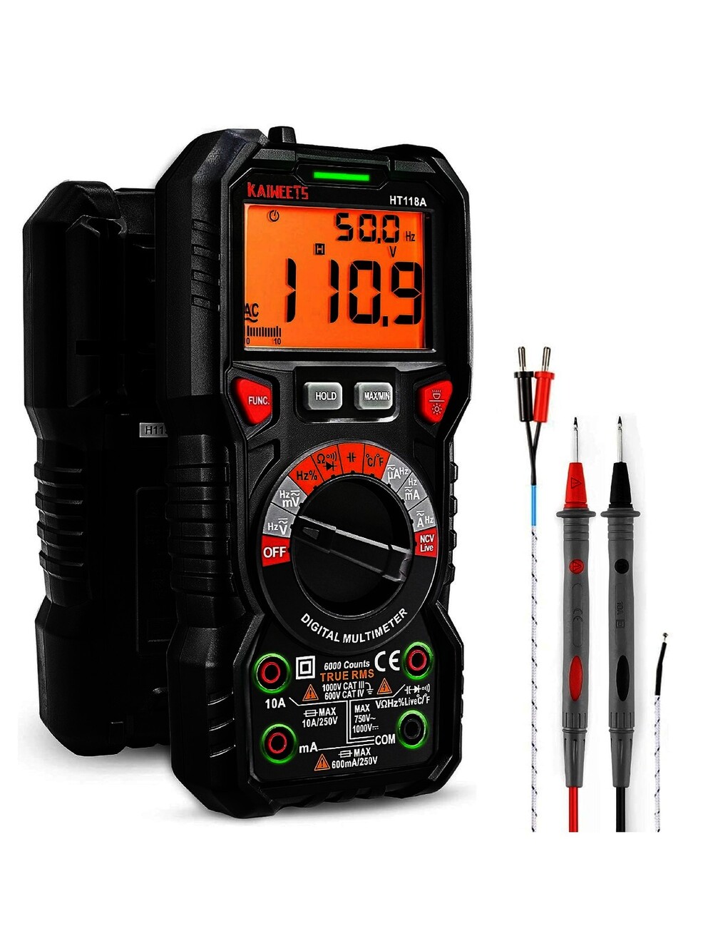 KAIWEETS Digital Multimeter TRMS 6000 Counts Ohmmeter Auto-Ranging Fast Acc…